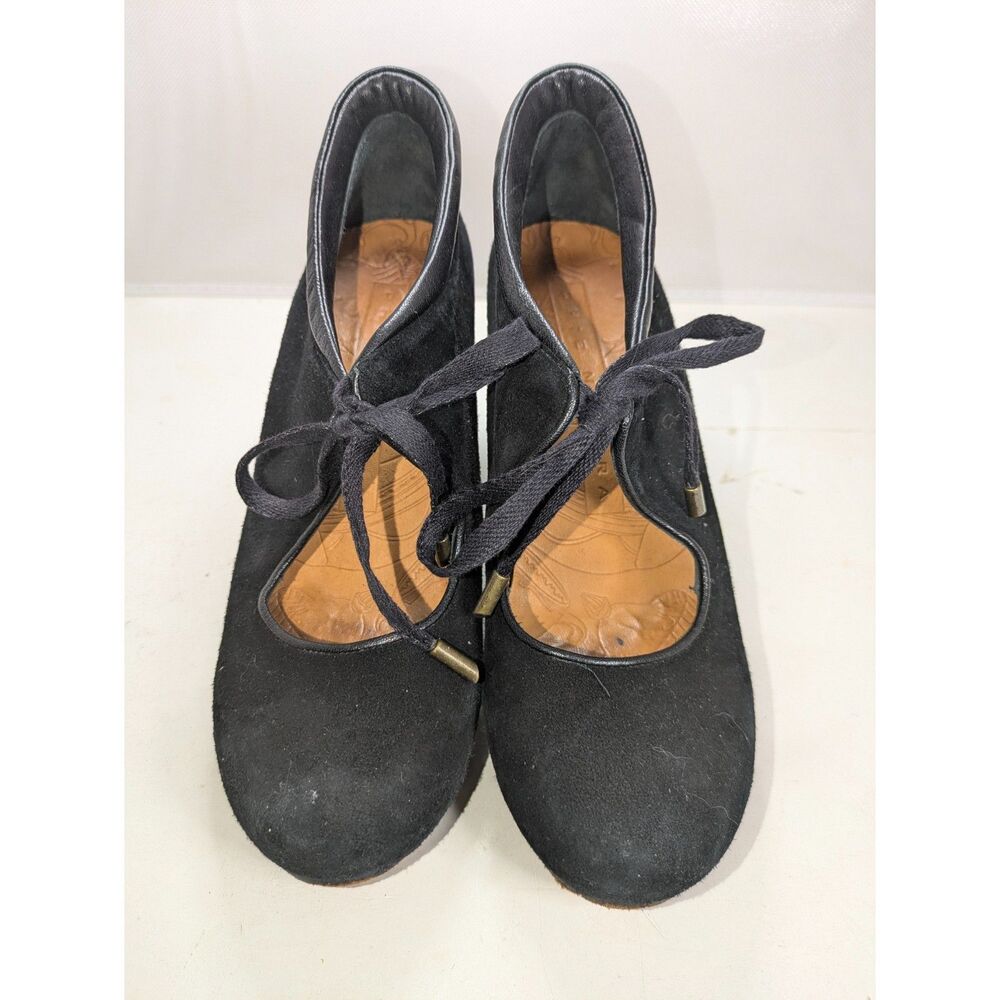 Chie Mihara Olga Suede Lace-Up Booties Black Size 6.5